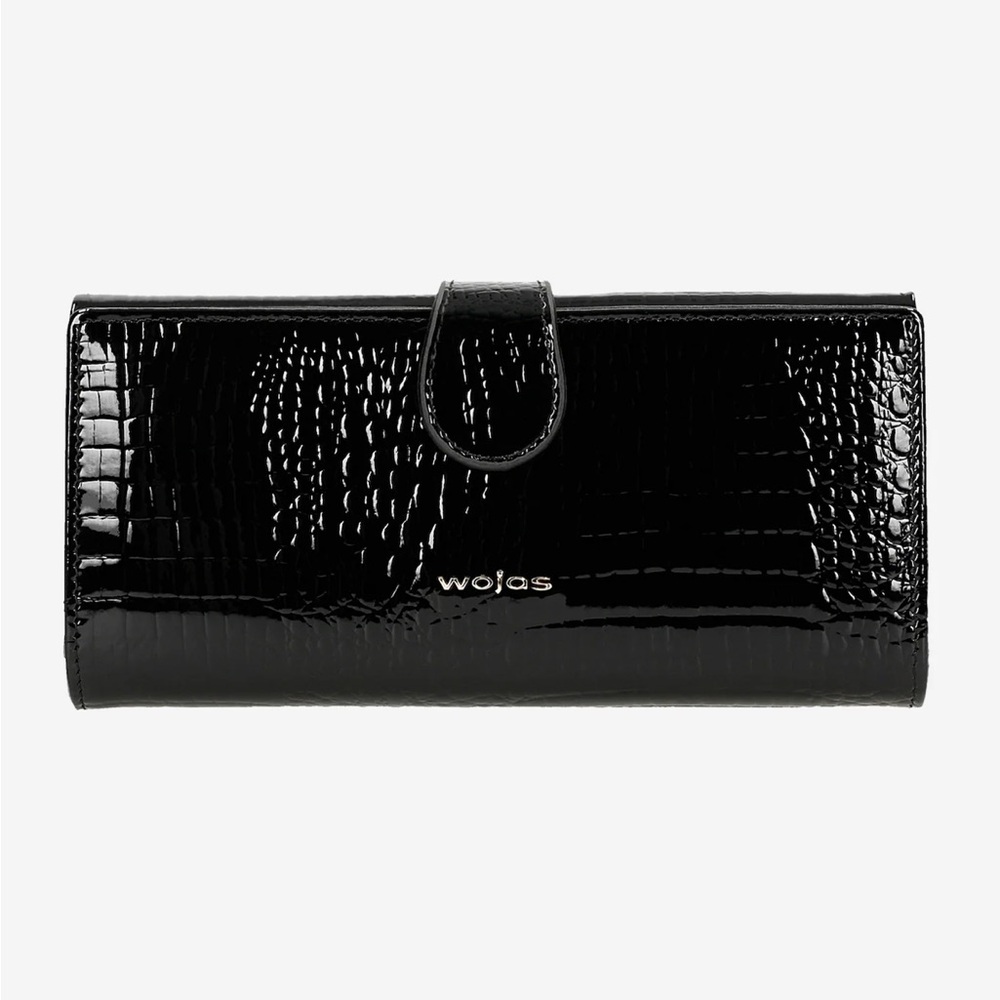 Croc Patent Gloss Leather Tri Fold Wallet Wojas